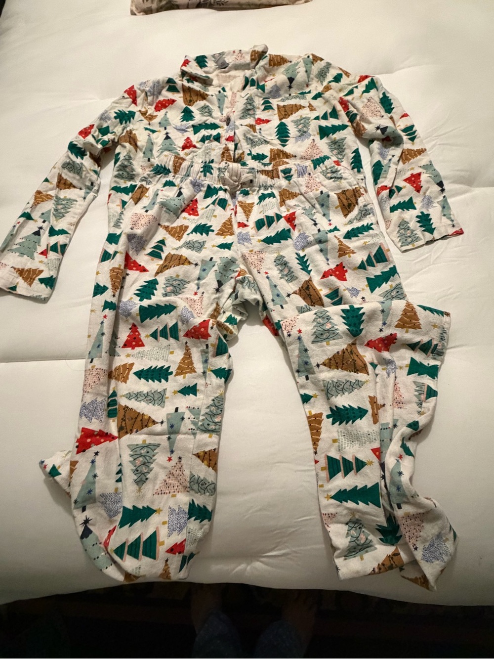 Old Navy Cream Holiday Tree Print Shirt